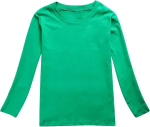 Children's Autumn Winter Pullover Long Sleeve Solid Basic Crewneck Top Sweatshirt for Boys Girls Underwear