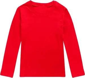 Children's Autumn Winter Pullover Long Sleeve Solid Basic Crewneck Top Sweatshirt for Boys Girls Underwear
