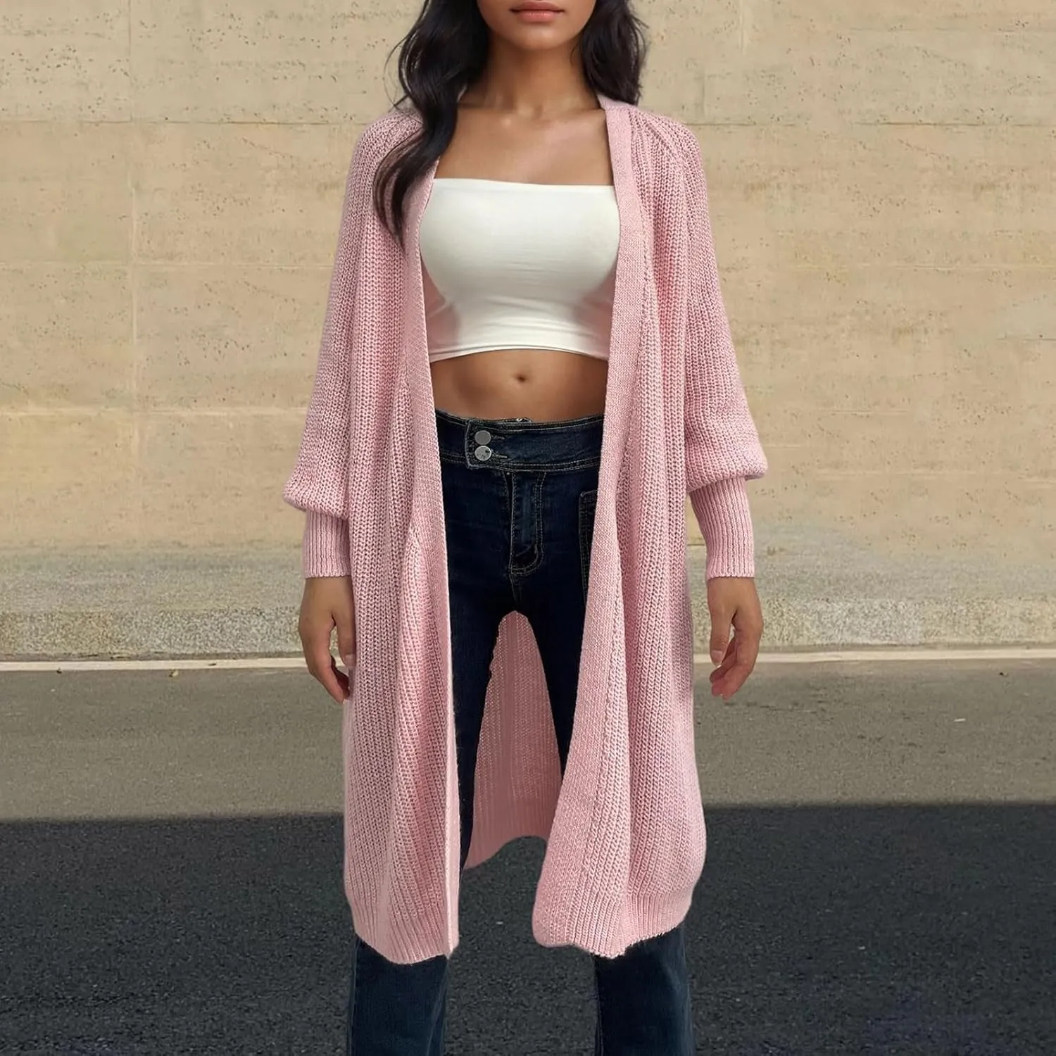 Chunky Cardigan for Women Knit Long Sleeve Trendy Fall Jacket Lightweight Oversized Loose Cardigans Sweaters