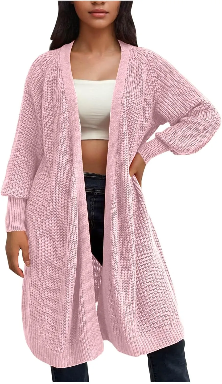 Chunky Cardigan for Women Knit Long Sleeve Trendy Fall Jacket Lightweight Oversized Loose Cardigans Sweaters