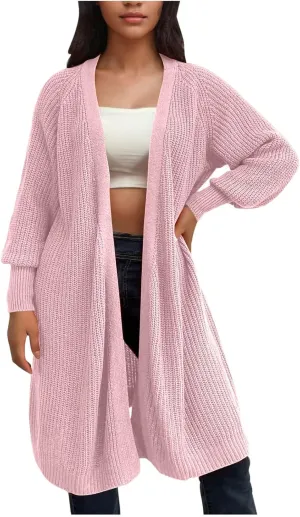 Chunky Cardigan for Women Knit Long Sleeve Trendy Fall Jacket Lightweight Oversized Loose Cardigans Sweaters