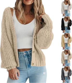 Chunky Cardigan Sweaters for Women Cable Knit Open Front Cardigan with Pockets Oversized Loose Long Sleeve Sweaters
