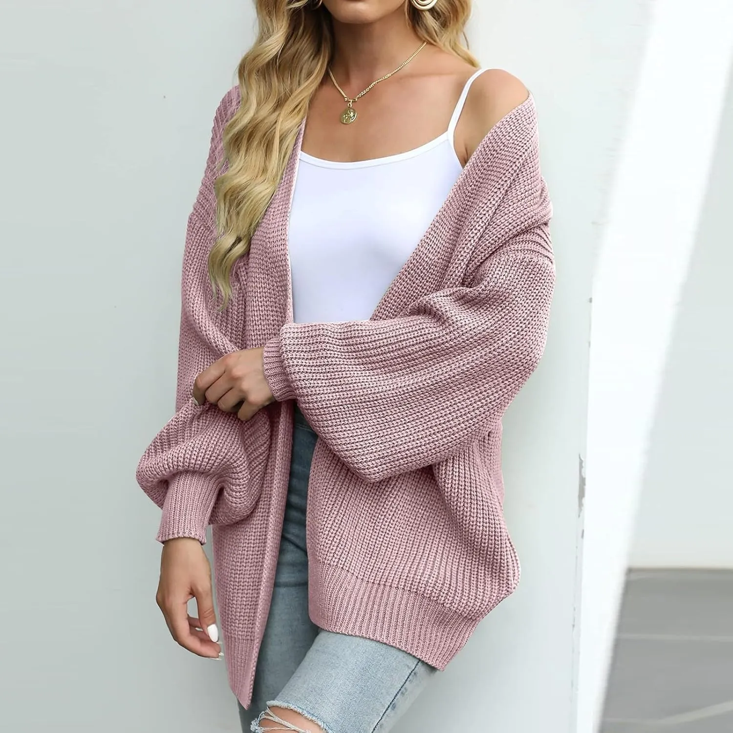Chunky Cardigan Sweaters for Women Long Sleeve Open Front Cardigan Oversized Knit Sweaters with Pockets