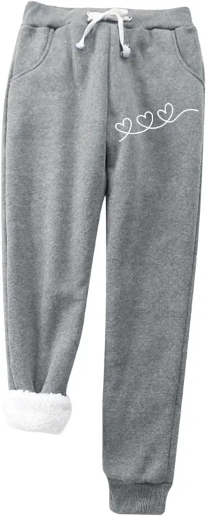 Cinch Bottom Sweatpants for Women Sherpa Fleece Lined Loose Fit Drawstring Joggers Track Pants with Pockets Trousers Gym Y2k