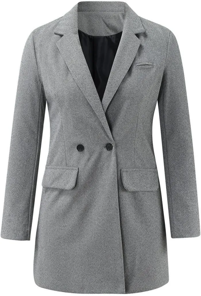 Coats for Women Winter Stand Collar Wool Blend Coats Thicken Blazer Jacket