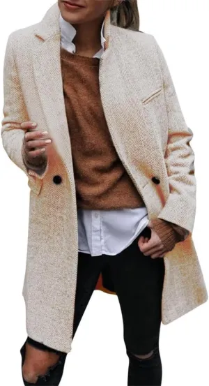 Coats for Women Winter Stand Collar Wool Blend Coats Thicken Blazer Jacket