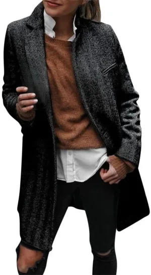 Coats for Women Winter Stand Collar Wool Blend Coats Thicken Blazer Jacket