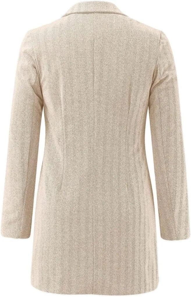 Coats for Women Winter Stand Collar Wool Blend Coats Thicken Blazer Jacket