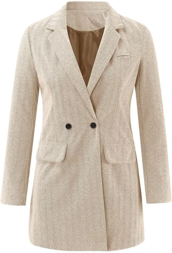 Coats for Women Winter Stand Collar Wool Blend Coats Thicken Blazer Jacket