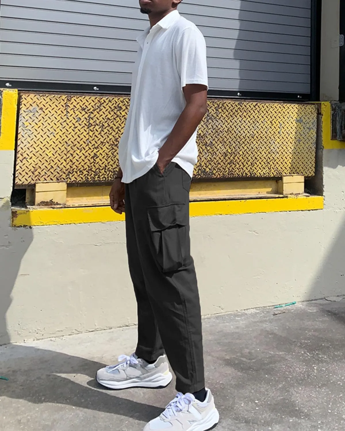 COOFANDY Mens Cargo Pants Relaxed Fit Casual Linen Pants Drawstring Sweatpants with 6 Pockets
