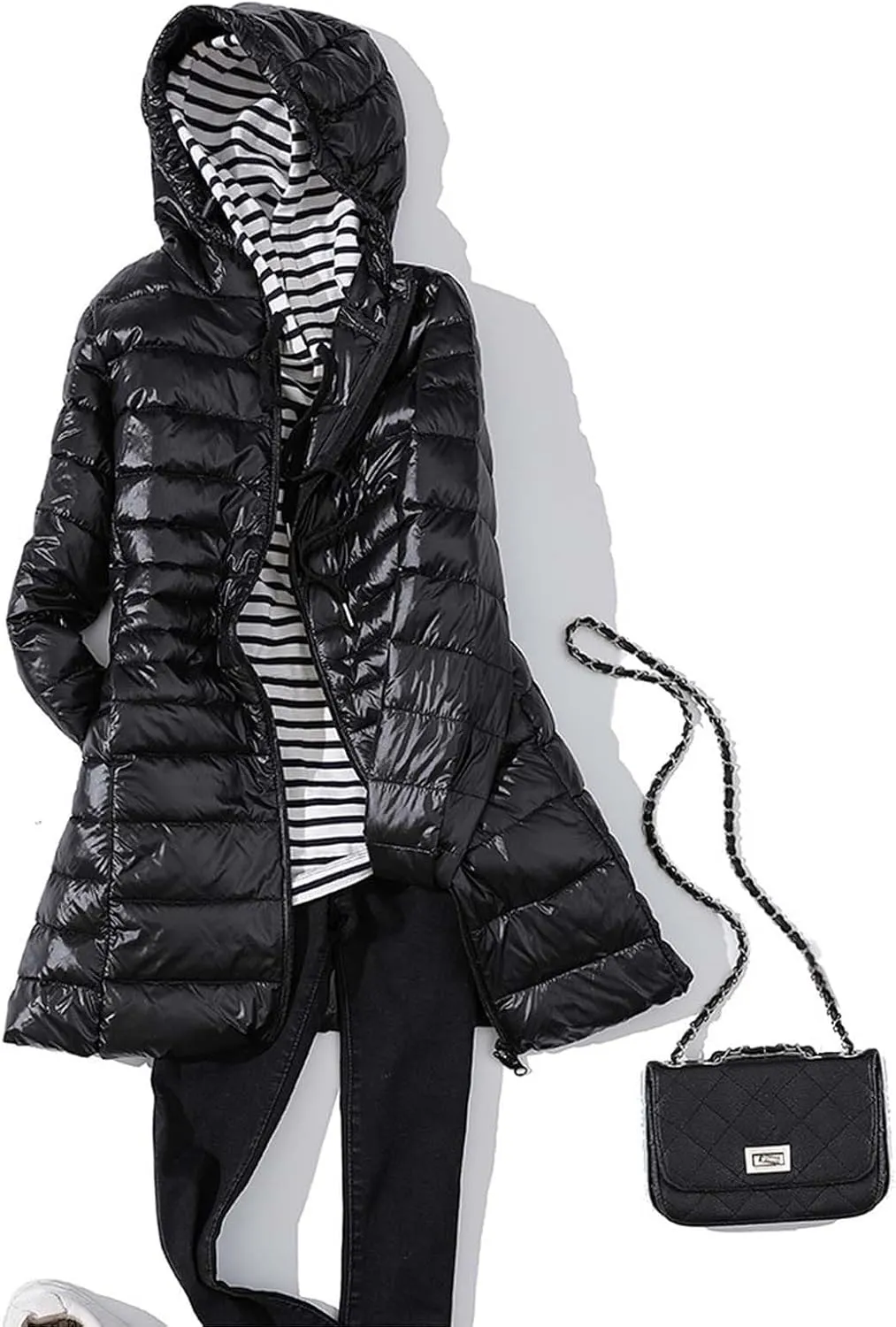 cooki Womens Winter Coats Womens Long Puffer Jacket Plus Size Down Coat Cotton Cover Coat Lightweight Down Coat With Hood
