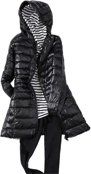 cooki Womens Winter Coats Womens Long Puffer Jacket Plus Size Down Coat Cotton Cover Coat Lightweight Down Coat With Hood
