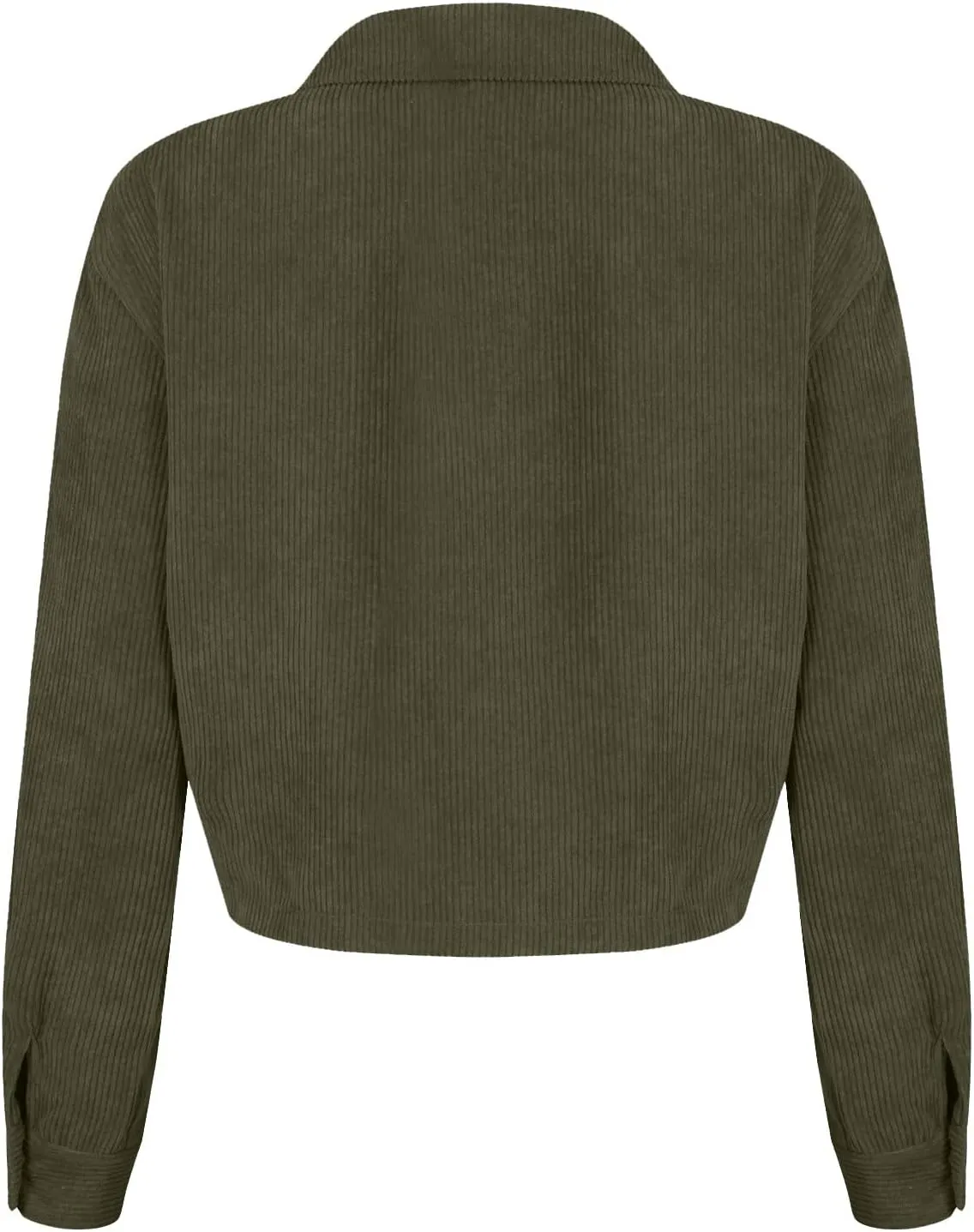 Corduroy Jacket Women Trendy Button Down Shacket Cropped Jacket Soft Long Sleeve Fall Outerwear with Pockets