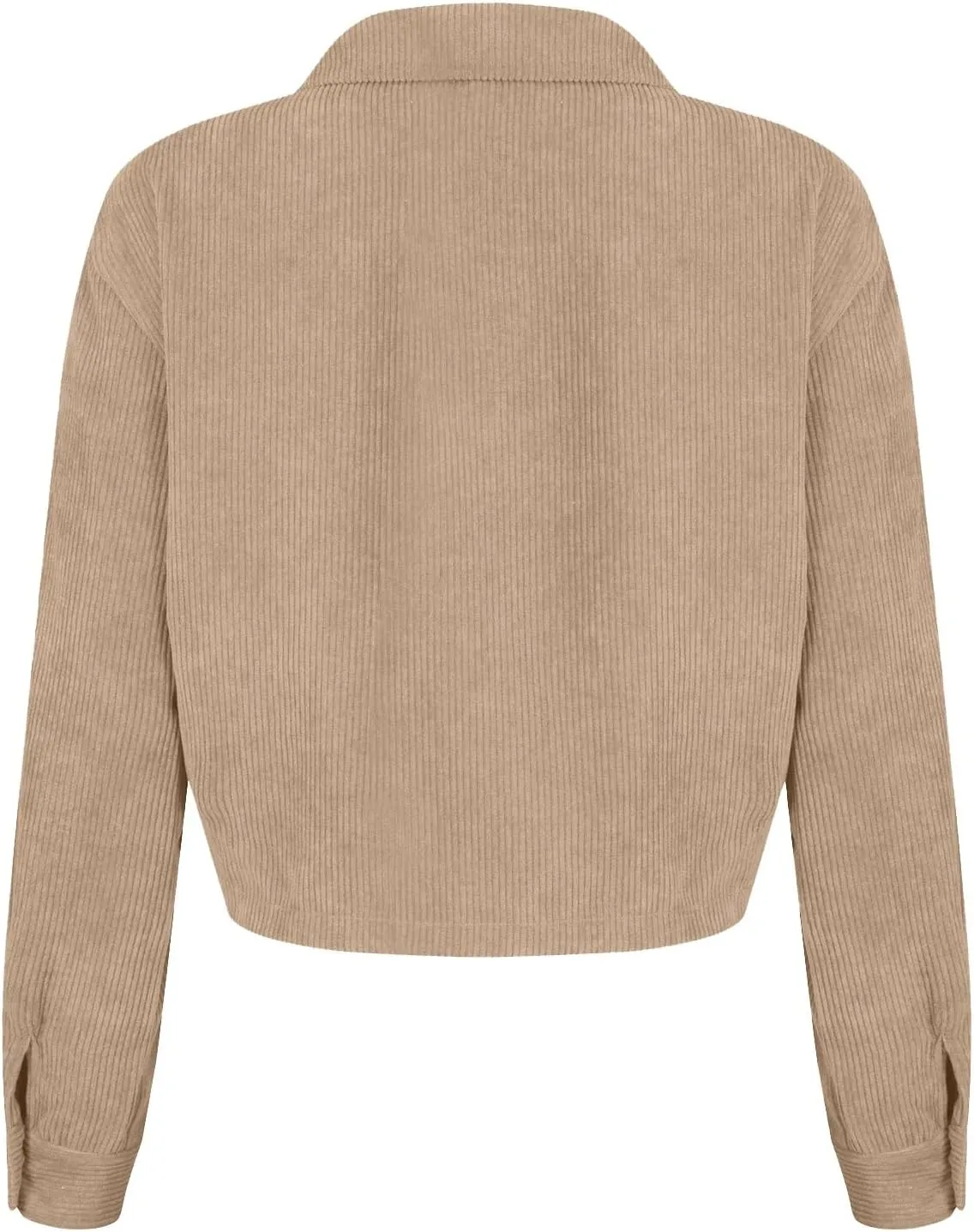 Corduroy Jacket Women Trendy Button Down Shacket Cropped Jacket Soft Long Sleeve Fall Outerwear with Pockets