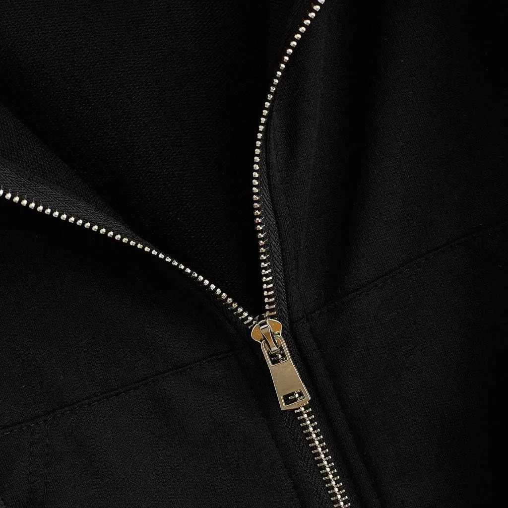 Cropped Hooded Sweatshirts for Women Fleece Full Zip Up Hoodies 90S Long Sleeve Y2k Clothes Jacket Top with Pockets