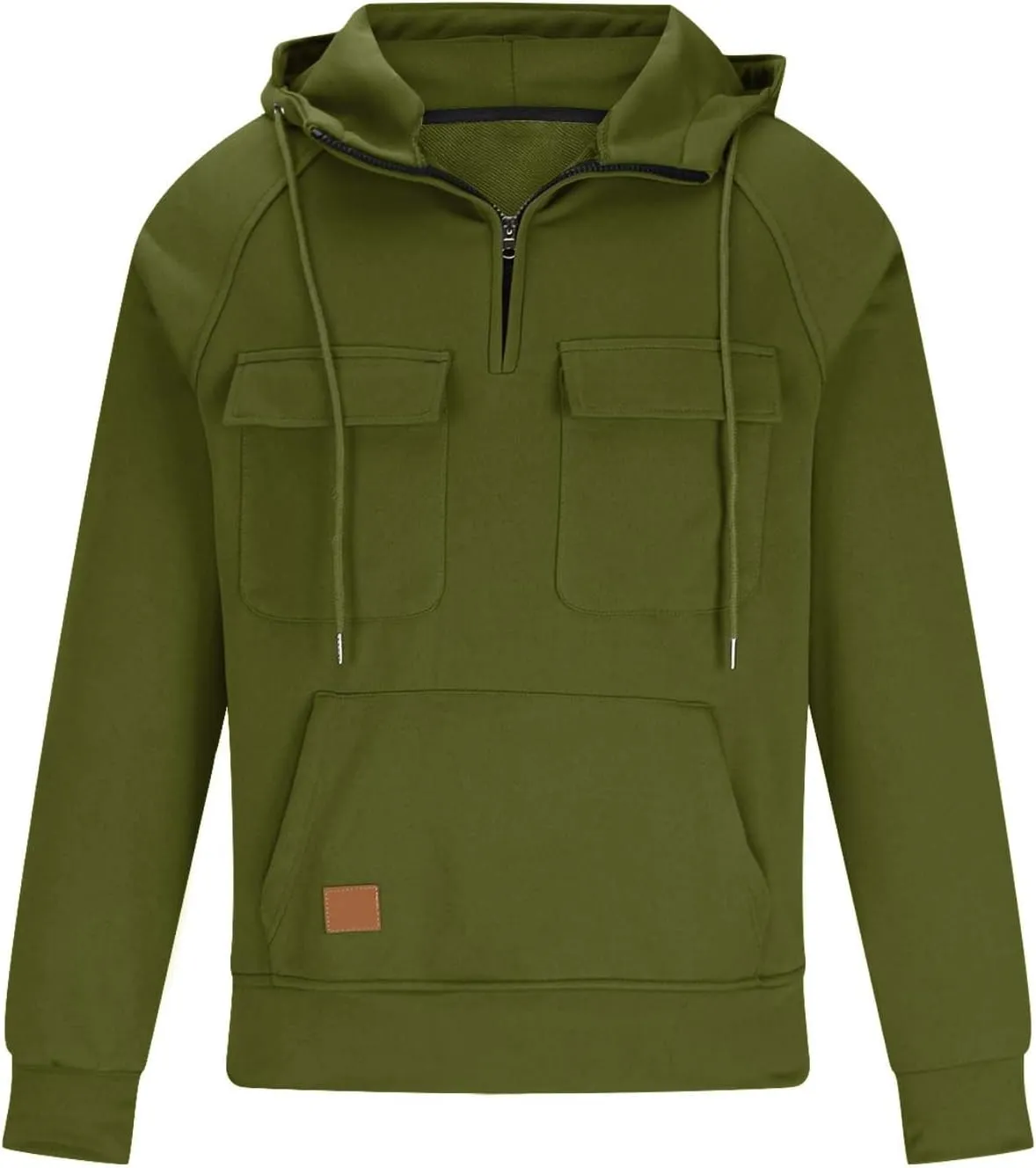 Ctreela Men 1/4 Zip Military Sweatshirt, Big and Tall Army Tactical Pullover Hoodie, Vintage Western Outdoor Hooded Jacket