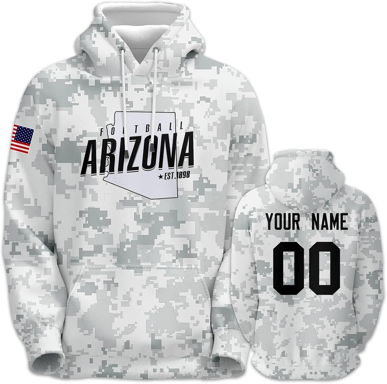 Custom Hoodie for Men Design Your Own Name and Number Football Sport Fan Sweatshirt Personalized Camo Pullover Tops