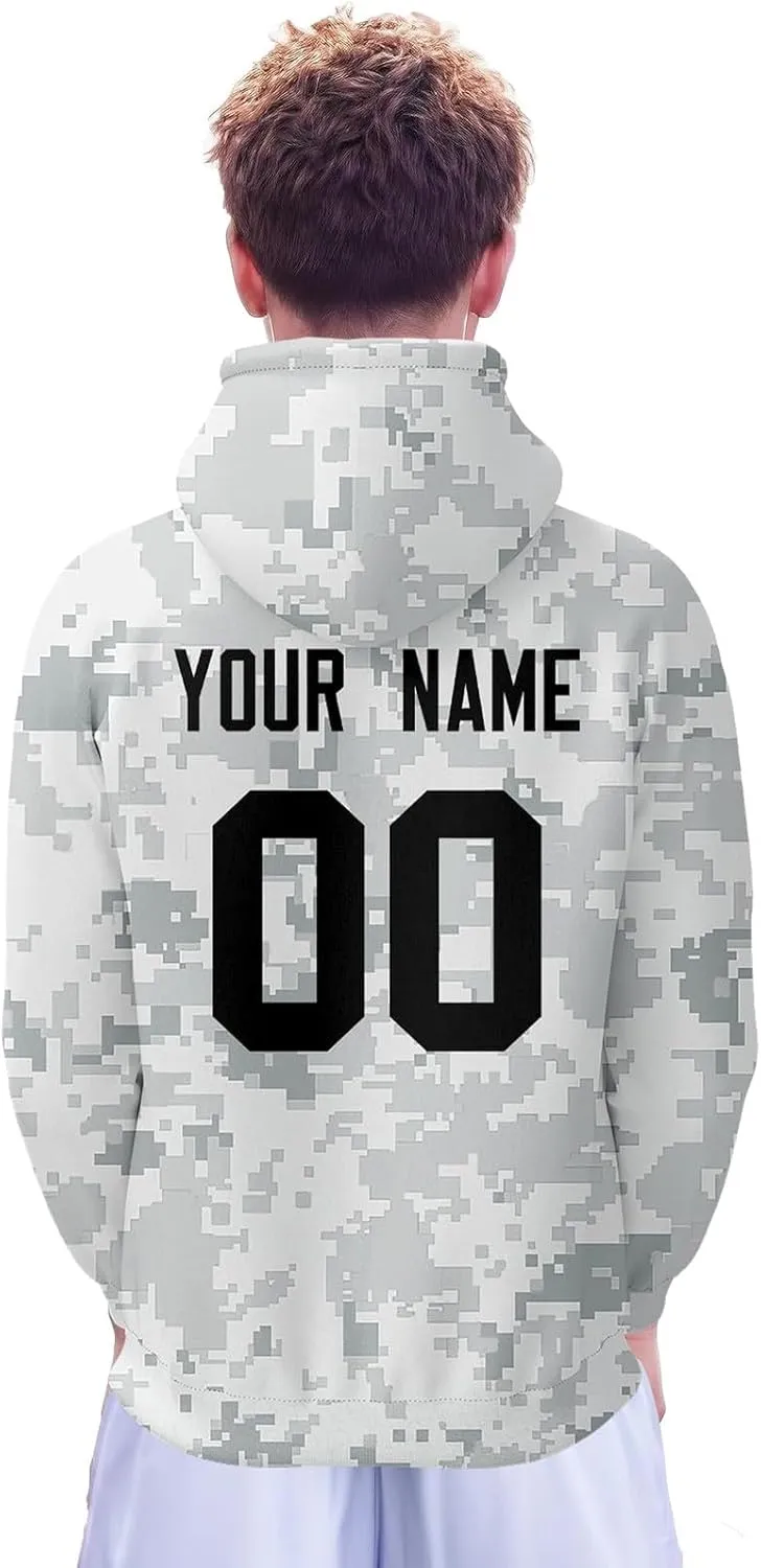 Custom Hoodie for Men Design Your Own Name and Number Football Sport Fan Sweatshirt Personalized Camo Pullover Tops