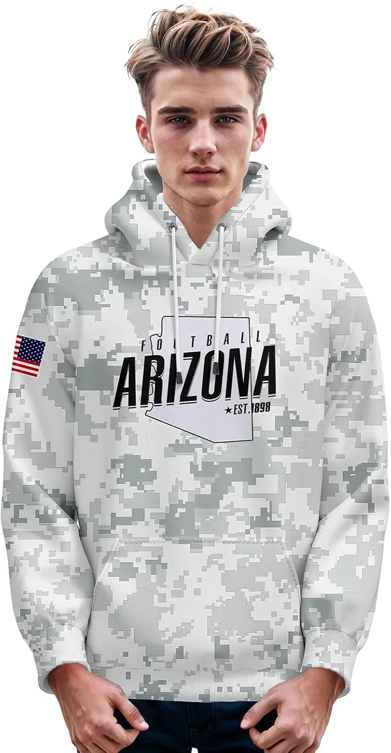 Custom Hoodie for Men Design Your Own Name and Number Football Sport Fan Sweatshirt Personalized Camo Pullover Tops