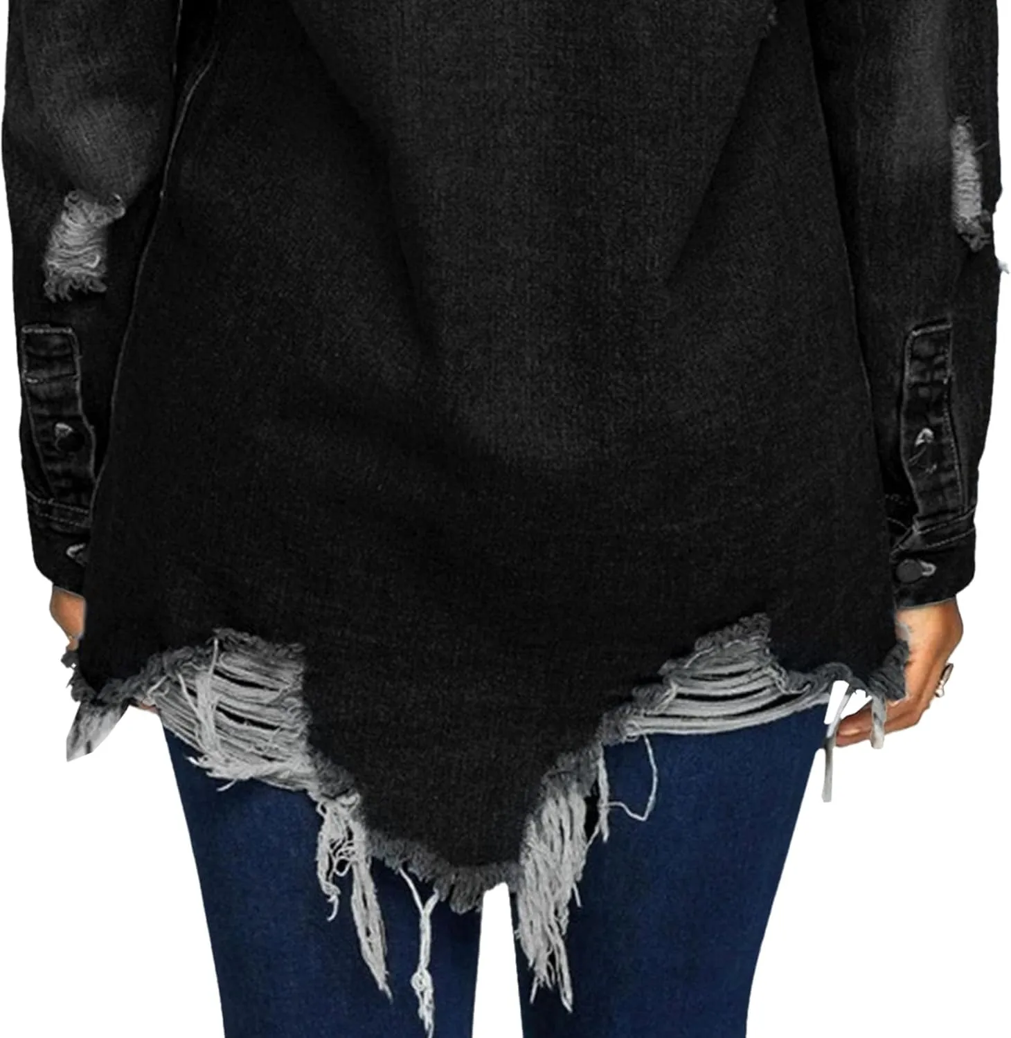 Denim Jackets for Women Trendy Denim Jacket for Women Winter Long Sleeve Classic Distressed Jean Trucker Jackets