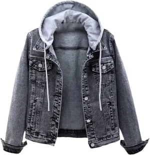 Denim Jackets Womens Spring Autumn Casual Jeans Jackets Short Plus Size Long Sleeve Coat