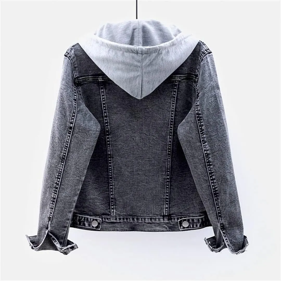 Denim Jackets Womens Spring Autumn Casual Jeans Jackets Short Plus Size Long Sleeve Coat