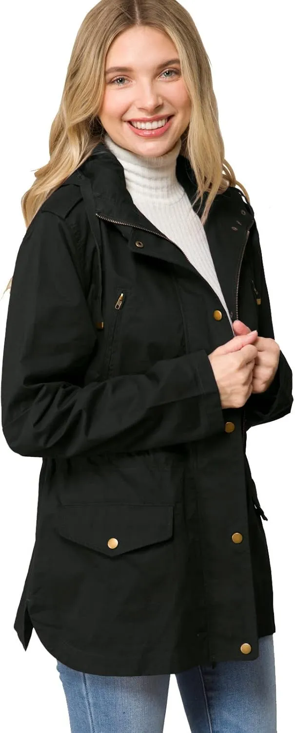 Design by Olivia Women's Lightweight Front Zipper Solid Utility Anorak Hoodie Vest/Jacket