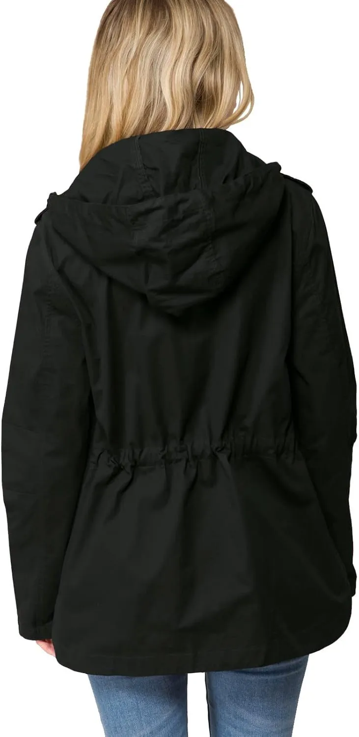 Design by Olivia Women's Lightweight Front Zipper Solid Utility Anorak Hoodie Vest/Jacket