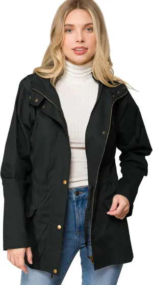 Design by Olivia Women's Lightweight Front Zipper Solid Utility Anorak Hoodie Vest/Jacket