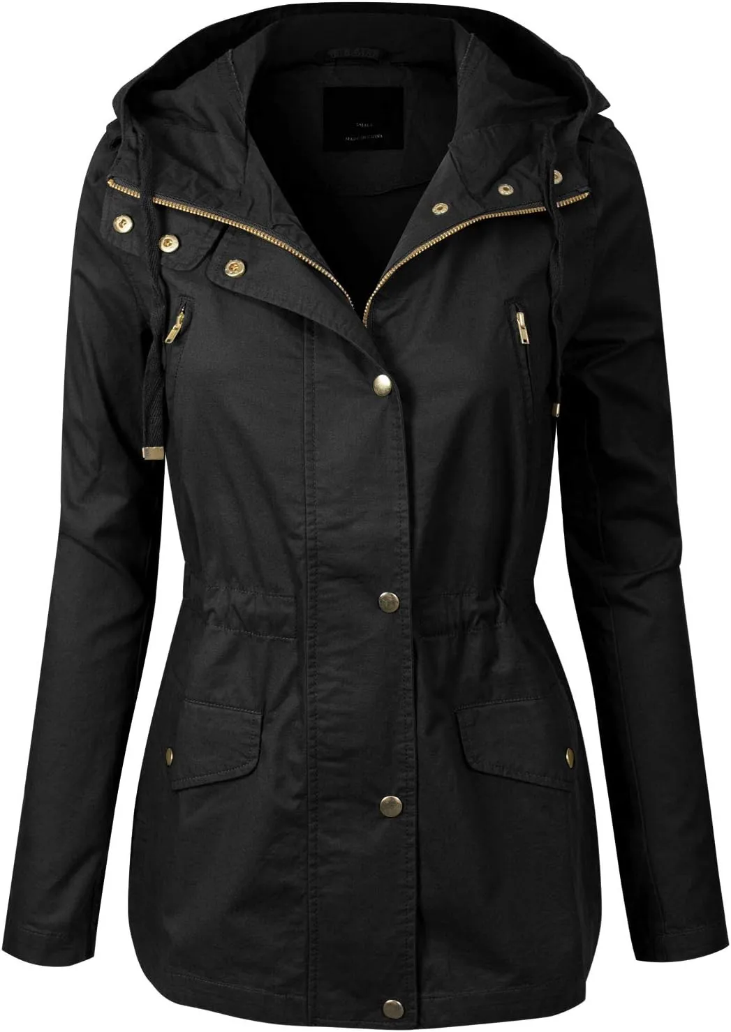 Design by Olivia Women's Lightweight Front Zipper Solid Utility Anorak Hoodie Vest/Jacket