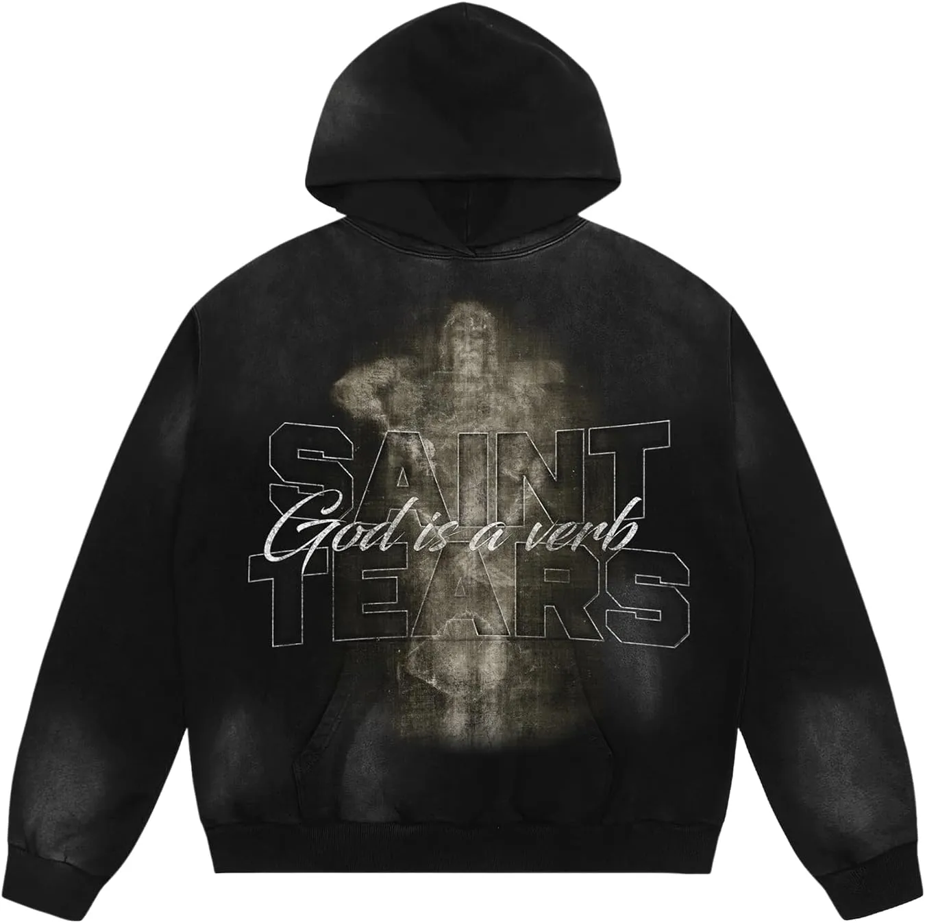 DONCARE Saint Graphic Print Oversized Hoodies Unisex Vintage Graphic Print Long Sleeve Shirt