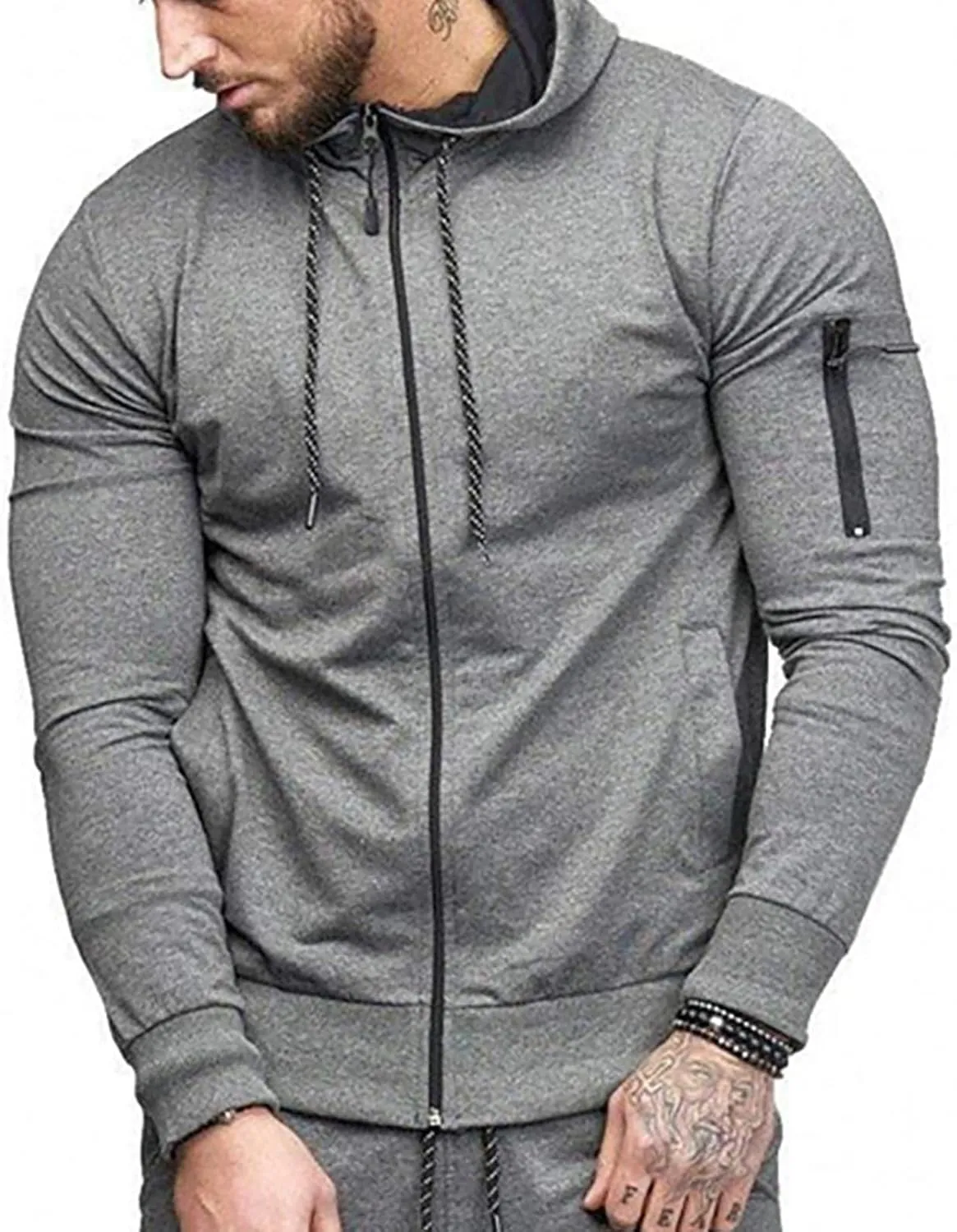 DuDubaby Long Sleeve Sweatshirt For Men Casual Camouflage Sports Sweatshirt Long Sleeve Zipper Hooded Jacket Coat