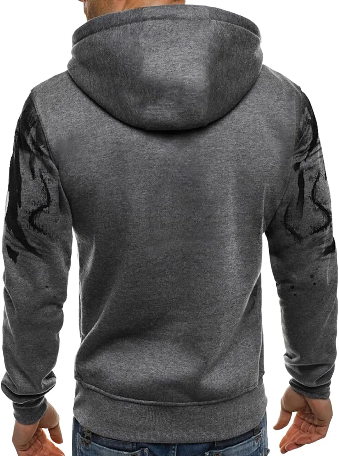 DuDubaby Men Long Sleeve Top Casual Camouflage Sports Sweatshirt Long Sleeve Zipper Hooded Jacket Coat