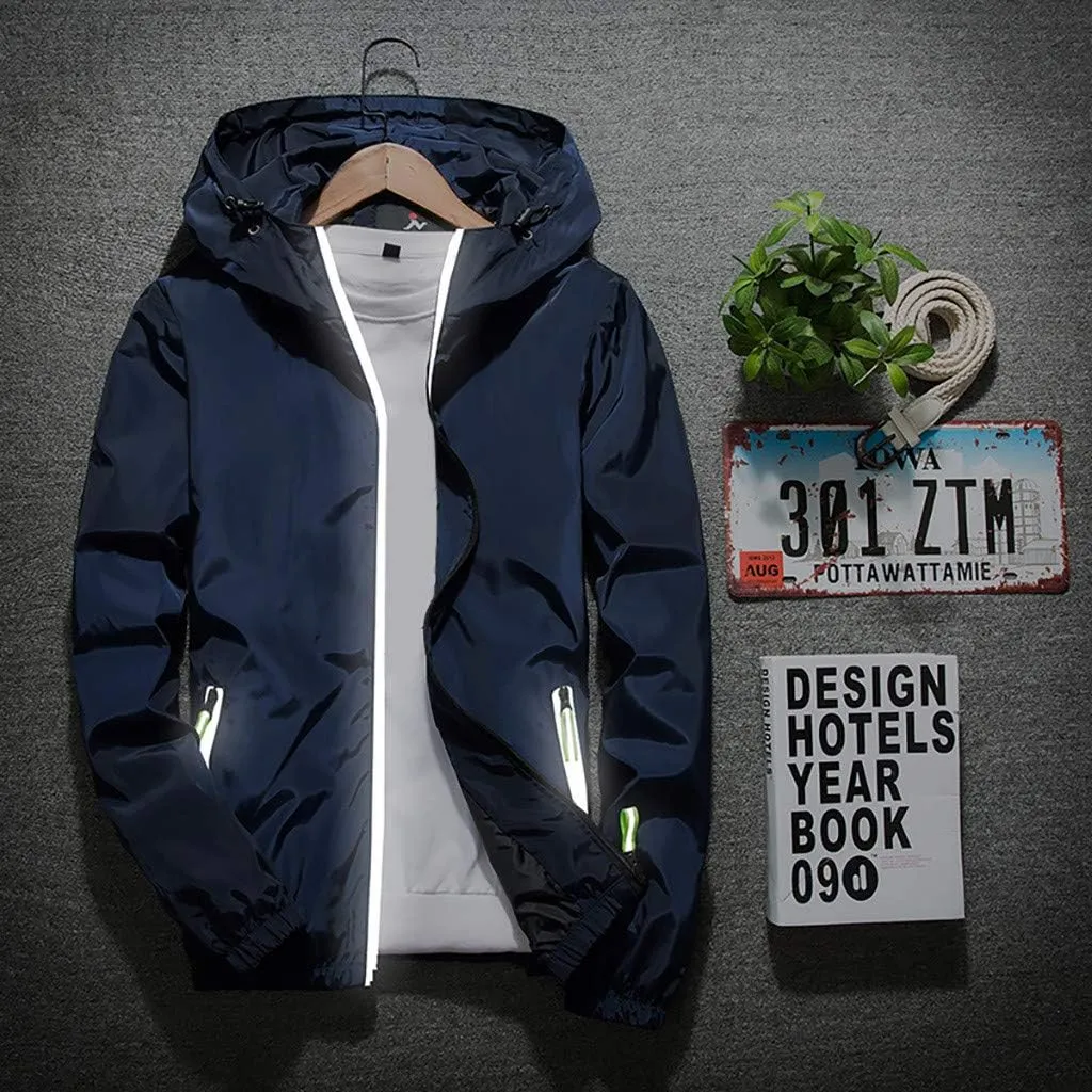 DuDubaby Mens Lightweight Jackets Autumn Casual Camouflage Printing Plus Size Hoodie Two Sided Wear Thin Coat