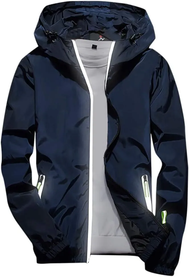 DuDubaby Mens Lightweight Jackets Autumn Casual Camouflage Printing Plus Size Hoodie Two Sided Wear Thin Coat