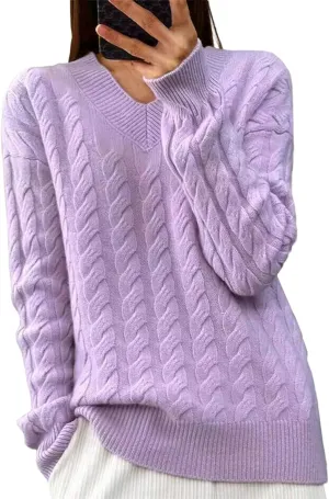 Fall Sweaters,Fall Winter Cable Knit Sweater Trendy Long Sleeve Crew Neck Sweater Soft Casual Loose Chunky Pullover