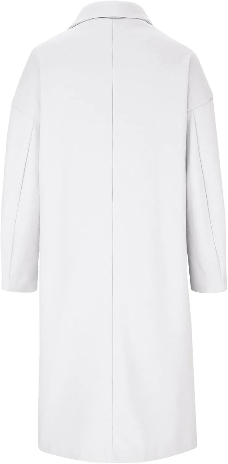 fartey Women's Trench Coats Double-Breasted Classic Lapel Overcoat Oversized Mid-Long Length Wool Blend Pea Coats