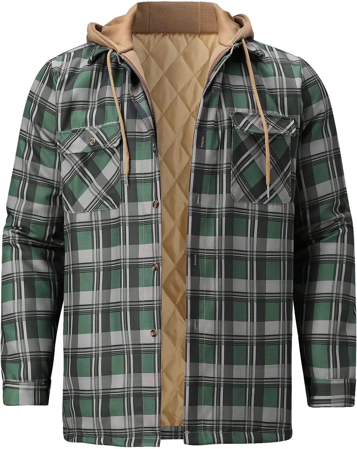 Flannel Jackets for Men Big and Tall Design Plaid Shirt Jacket Relaxed Fit Thicken Warm Sweatshirt Cozy Soft Outwear