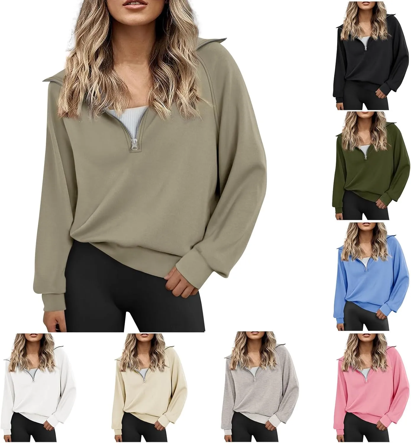Fleece Half Zip Pullover Women Oversized Quarter Zip Sweatshirt Casual Long Sleeve Fall Sweatshirts Y2k Preppy Clothes