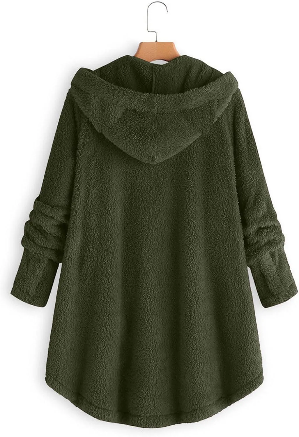 Fleece Jackets for Women,Women Plus Size Button Plush Tops Hooded Patchwork Loose Cardigan Wool Coat Winter Jacket