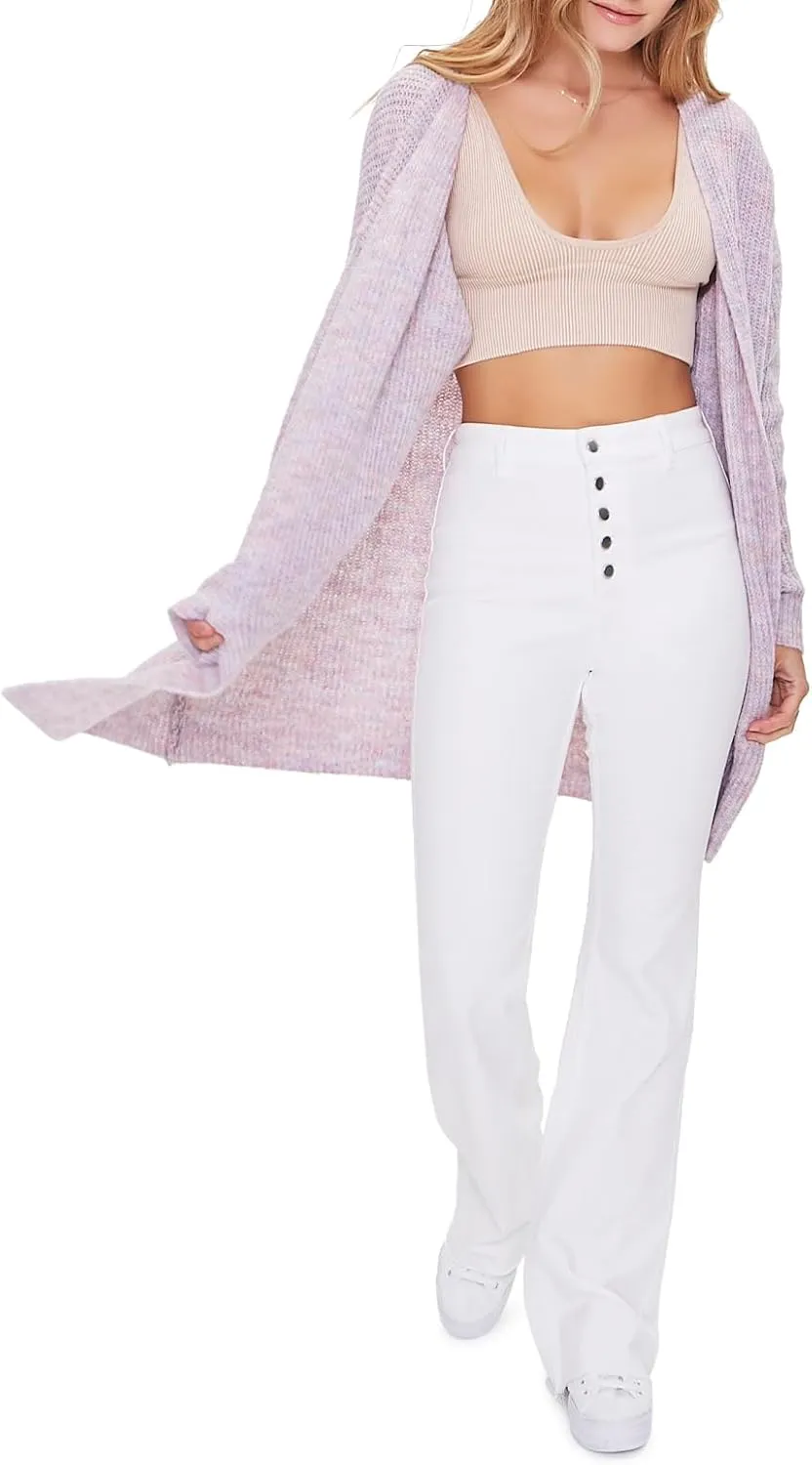 Forever 21 Women's Marled Open-Front Cardigan Sweater