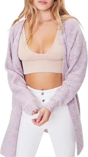Forever 21 Women's Marled Open-Front Cardigan Sweater