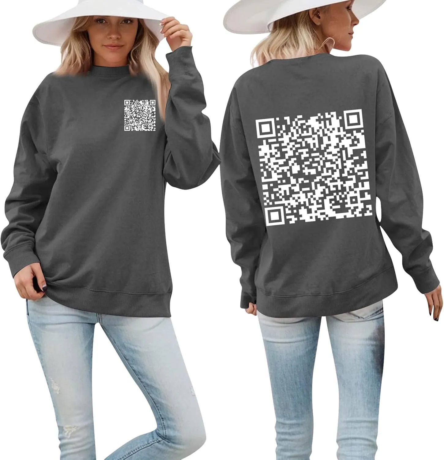 Funny Fu Qr Code Sweatshirts Men And Women Stylish Fuck You Qr Code Hoodies Unisex With Humorous Hidden Message Shirts