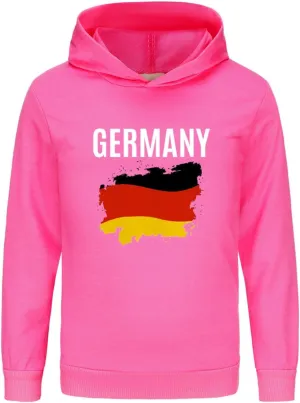 German Boys Girls Hoodies Long Sleeve Germany Flag Pullover Sweatshirt Kids Basic Athletic Top Blouse Letter Tops Girls