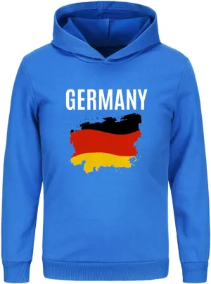 German Boys Girls Hoodies Long Sleeve Germany Flag Pullover Sweatshirt Kids Basic Athletic Top Blouse Letter Tops Girls