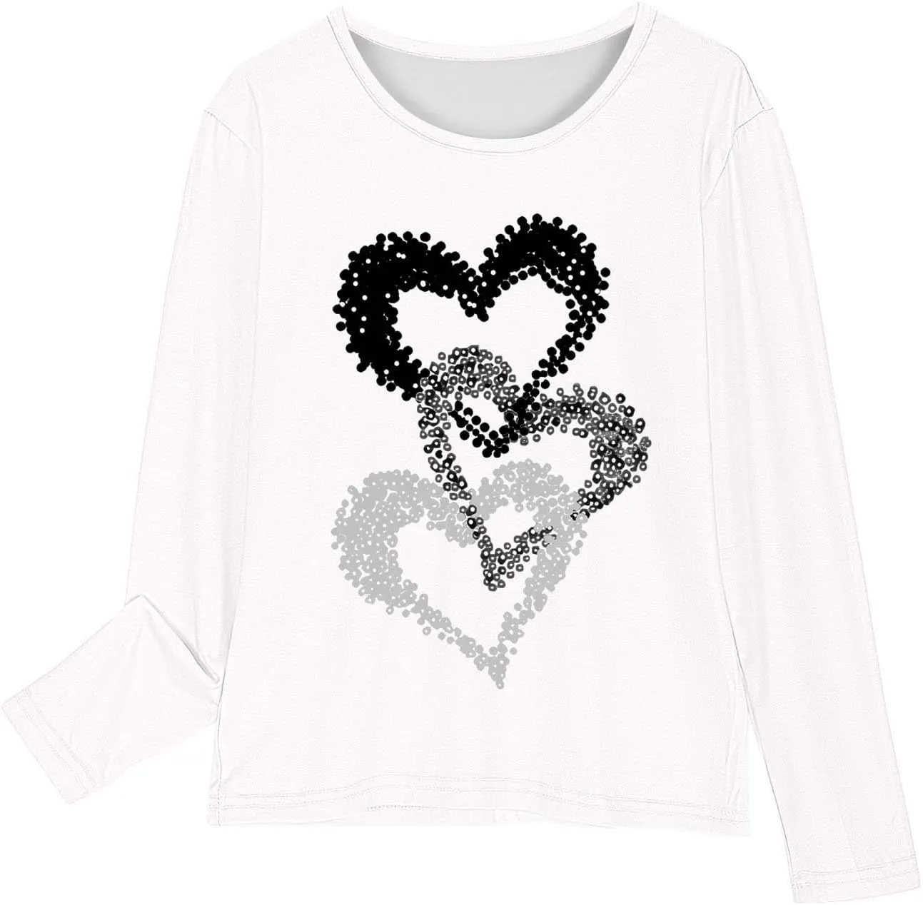 Girls Heart Graphic Sweatshirt Long Sleeve Lightweight Crewneck Relaxed Soft Casual Pullover Fall Winter School Outfit