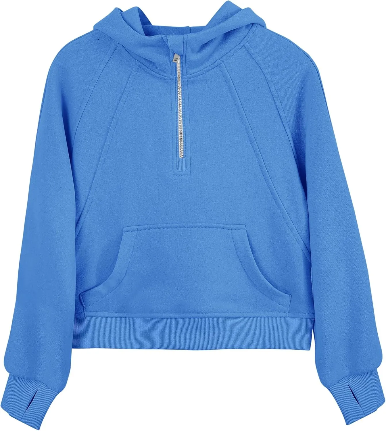 Girls' Hoodies Sweatshirts Half Zipper Pullover Crop Tops for Teen Girls Long Sleeve Sweater Thumb Hole