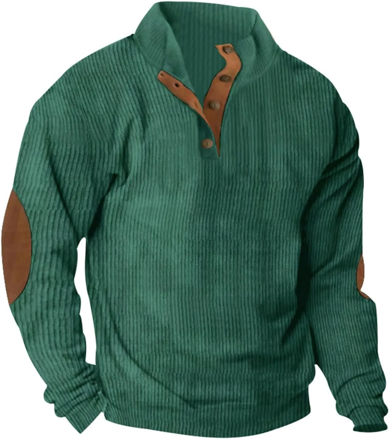 GOFULY Corduroy Sweatshirts For Men No Hood Mock Neck Butto Henley Shirt Long Sleeve Pullovers Fashion Stand Collar Sweater