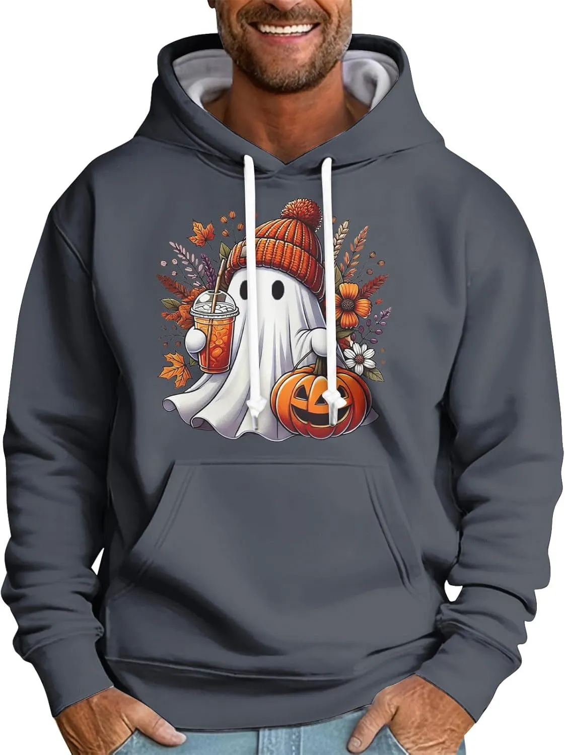 GOFULY Problem Solved Bloody Halloween Hoodies For Men Y2K Fall Halloween Sweatshirts Long Sleeve Winter 2024 Pullover