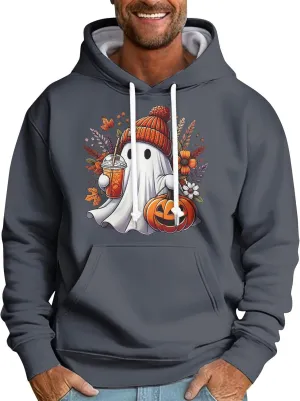 GOFULY Problem Solved Bloody Halloween Hoodies For Men Y2K Fall Halloween Sweatshirts Long Sleeve Winter 2024 Pullover